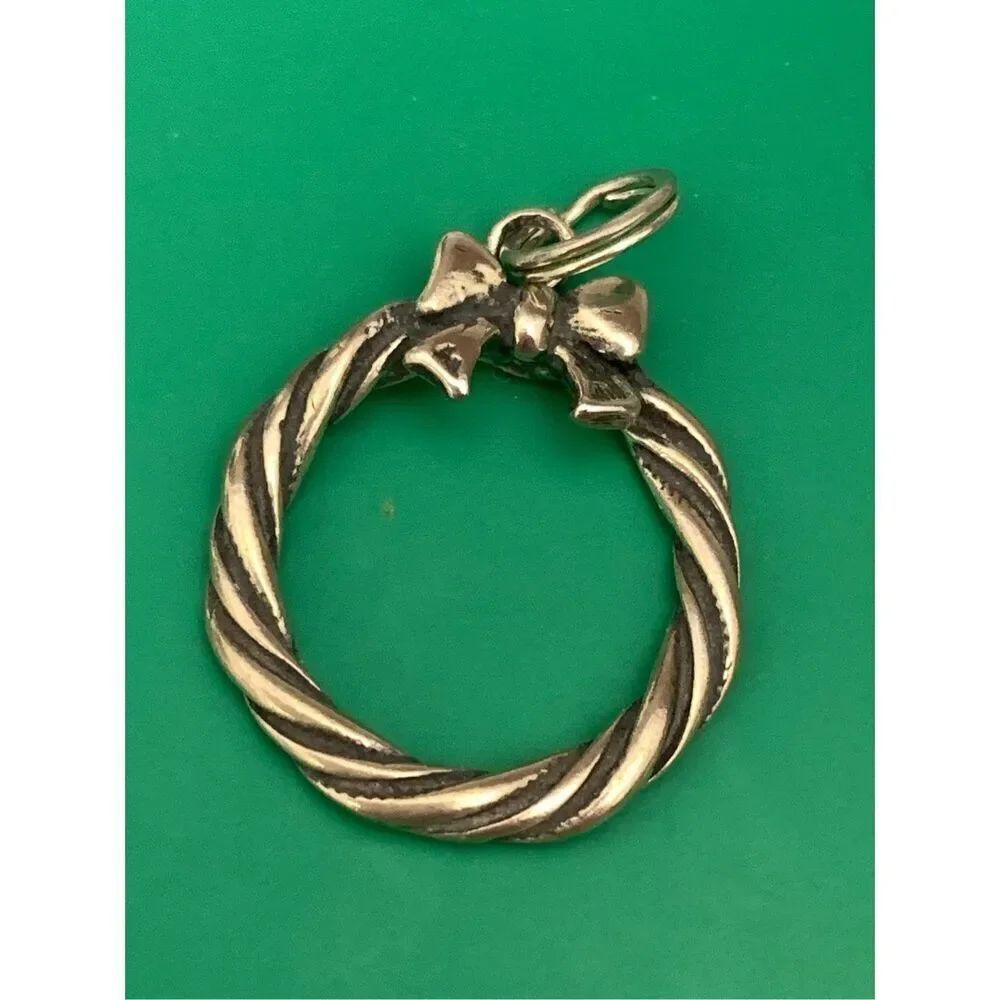 Wreath with Bow Sterling Silver Jewelry Charm #holiday